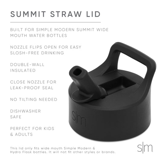 Black straw lid with handle on light gray background