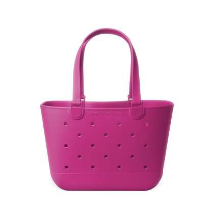Hot pink magenta tote bag with white background