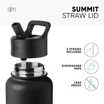 Black and stainless steel tumbler lid with matte finish, featuring SM branding on black lid component, isolated on white background