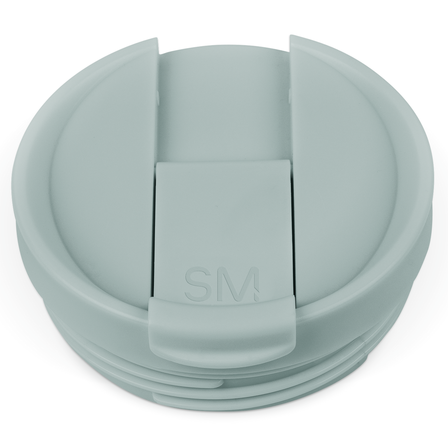 Sage green flip lid container with soft muted finish on white background