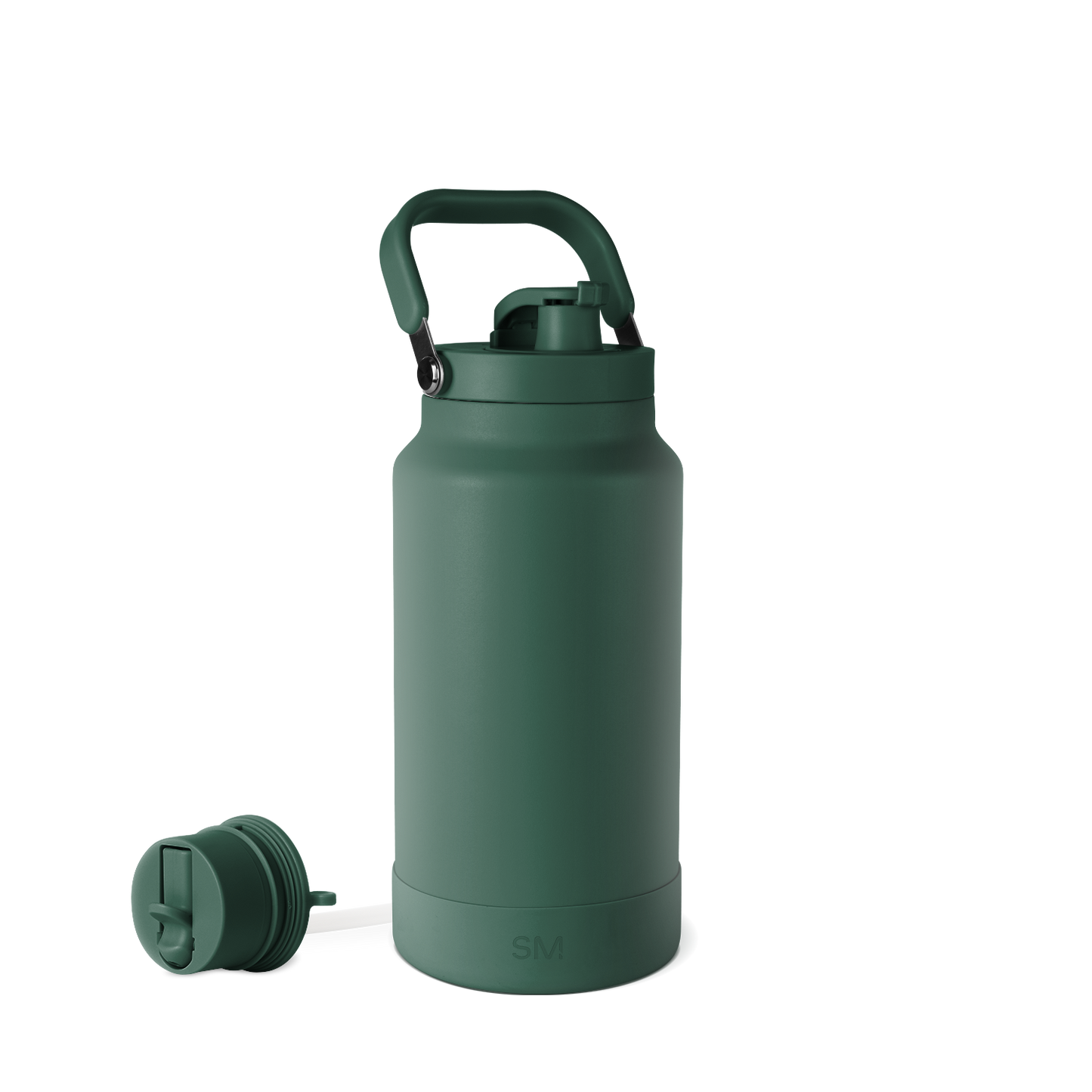 Muted sage green water bottle with matching detachable cap against white background